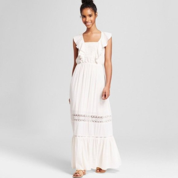 cream boho maxi dress